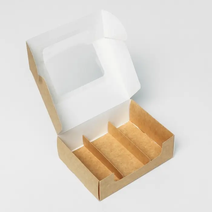 Коробка складная, под 3 эклера, крафт, 20&times;15&times;6 см