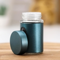 Ёмкость стеклянная для специй «Стиль», 100 мл, 4,5×8 см, цвет бирюзовый Ёмкость стеклянная для специй «Стиль», 100 мл, 4,5×8 см, цвет бирюзовый