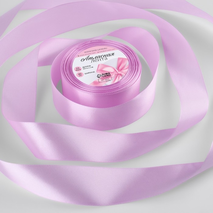 Лента атласная, 40 мм &times; 23 &plusmn; 1 м, цвет тёплый лавандовый №141