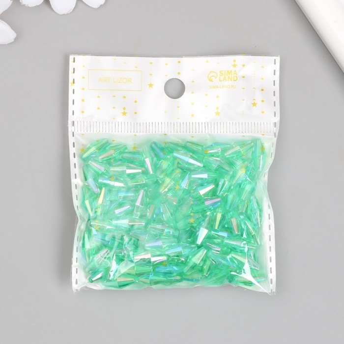 Бусины для творчества пластик "Ромб-кристалл голография морской" набор 20 гр 0,6х0,6х1,2 см   989629