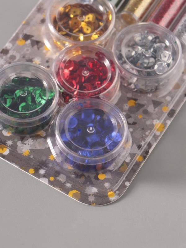 Глиттер "Пудра и пайетки" металлик набор 5х6 гр и 5х5 гр 21,4х9,3 см