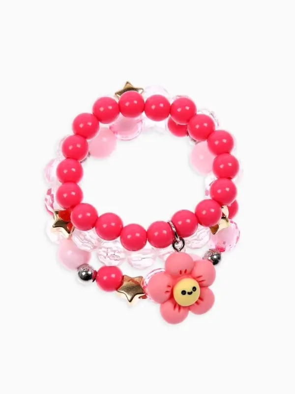 Набор браслетов детский Выбражулька &laquo;Цветок&raquo; 3 шт. d=6 см. бело-розовый