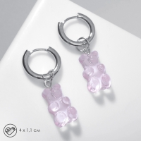 Серьги ассорти &laquo;Мармеладные мишки&raquo; трансформер, цвет розовый в серебре