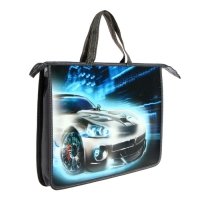 Папка с ручками А4, 335 х 235 х 55 мм, пластиковая, ручки-тесьма, Calligrata "Авто"