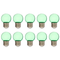 Лампа светодиодная, G45, Е27, 1.5 Вт, для белт-лайта, прозрачная, зеленая, набор 10 шт