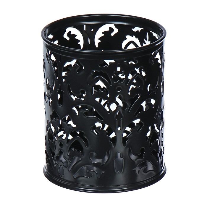 Стакан для ручек, круглый, &laquo;Узор&raquo;, чёрный