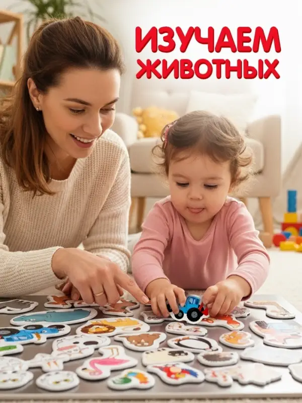 Магнитный игровой набор &laquo;Забавные животные&raquo;, 38 элементов