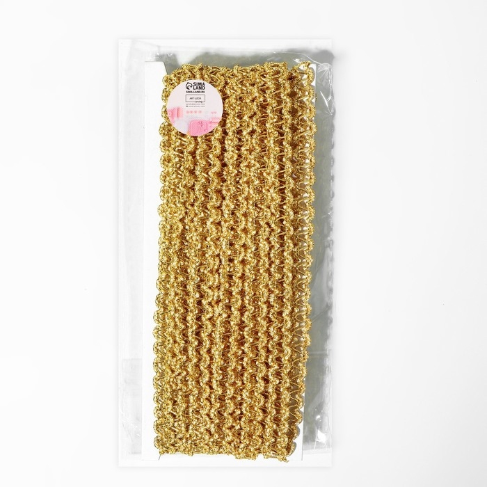 Тесьма декоративная, 10 мм, 10 &plusmn; 1 м, цвет золотой