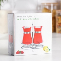 Набор для специй из стекла на подставке &laquo;Стиль&raquo;, 2 предмета: солонка и перечница, 80 мл