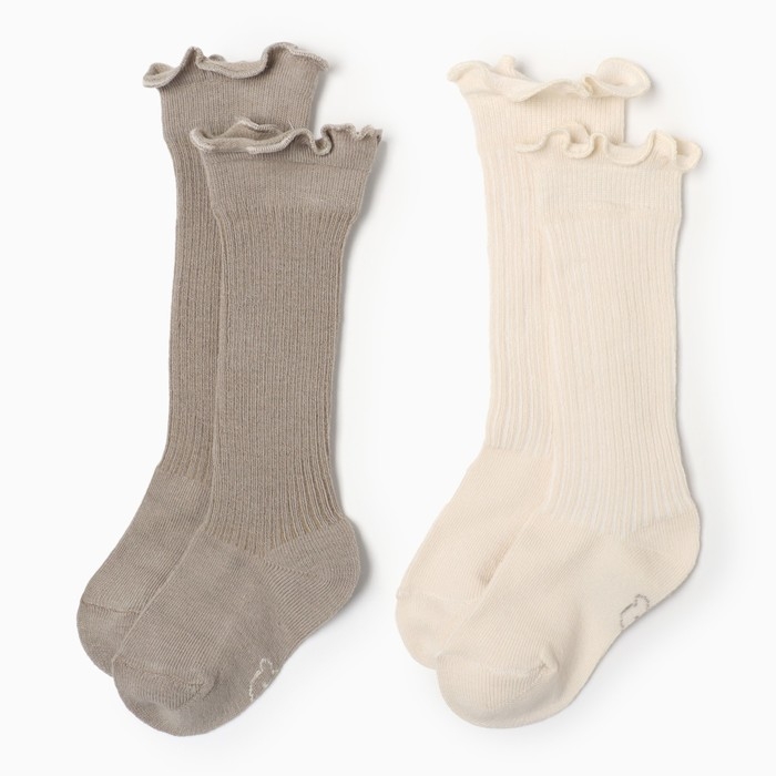 Гольфы детские 2 пары Крошка Я BASIC LINE, 8-10 см, бежев/молочн Гольфы детские 2 пары Крошка Я BASIC LINE, 8-10 см, бежев/молочн