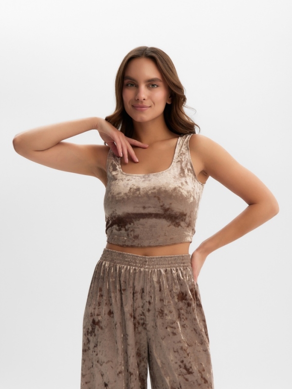 Топ женский KAFTAN Velvet 44-46, кофейный