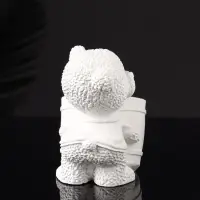 Кашпо "Медведь с горшочком" 9х10х6 см, натуральный