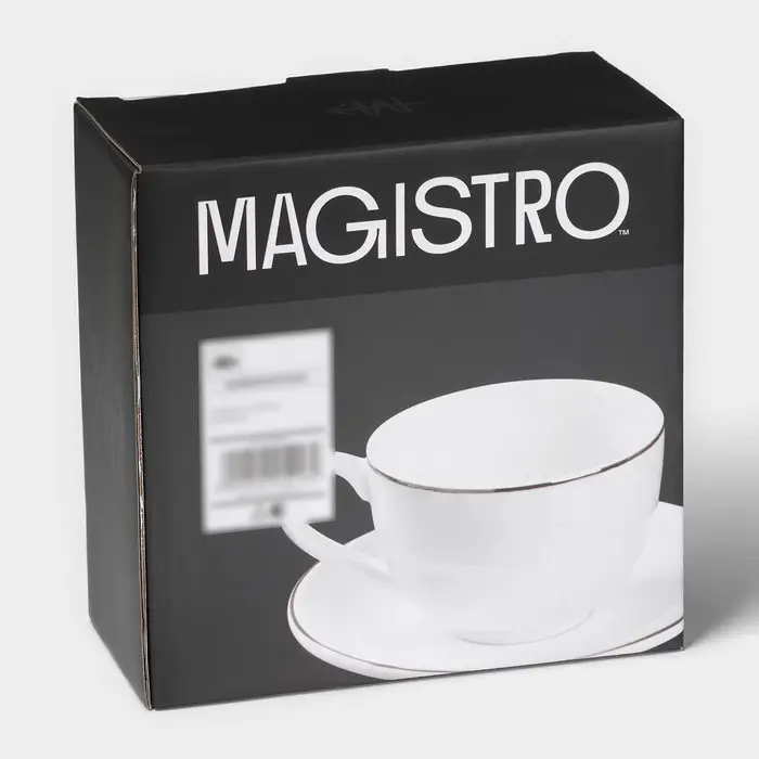Чайная пара фарфоровая Magistro La Perle, 2 предмета: чашка 230 мл, блюдце d=15 см, цвет белый