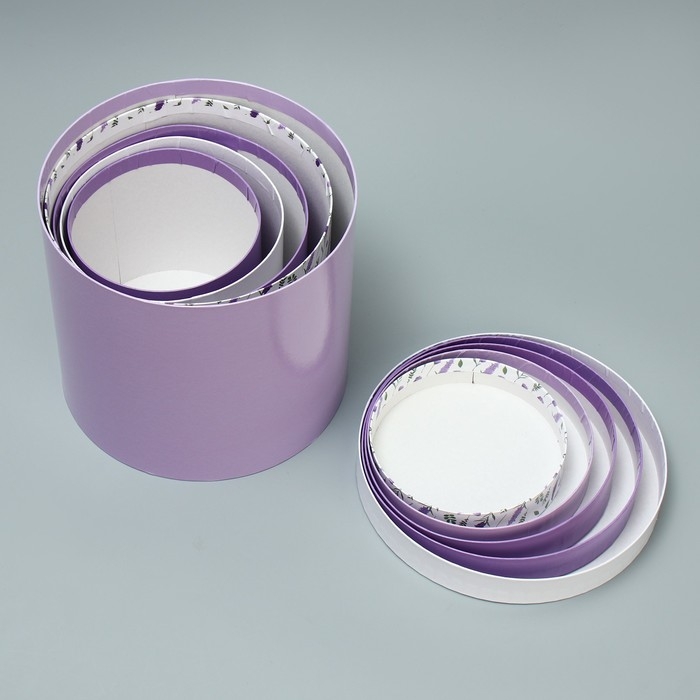 Набор шляпных коробок 5 в 1, упаковка подарочная, «Лаванда», 13 х 14 ‒ 19.5 х 22 см Набор шляпных коробок 5 в 1, упаковка подарочная, «Лаванда», 13 х 14 ‒ 19.5 х 22 см