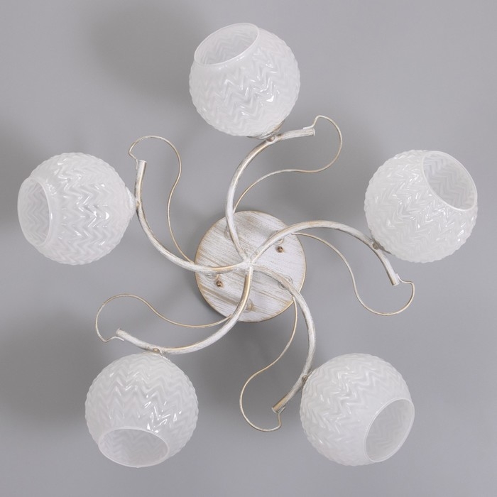 Люстра "Амелия" 5х60вт Е27 бело золотой 46х46х22см