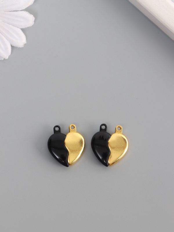 Замок магнитный металл "Вторая половинка, сердце" набор 2 шт чёрно-золотой 2,6х2,2 см