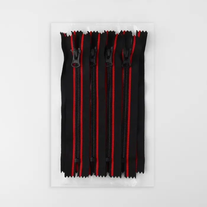 Молния &laquo;Трактор&raquo;, №8, неразъёмная, замок автомат, 18 см, чёрная, красная