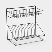Посудосушитель настольный с поддоном, 38,5*38,5*24 см, цвет черный