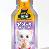 Мусс из курицы лакомство для кошек TitBit 15 г