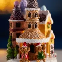 Фигура светодиодная "Пряничный замок" 10х7 см, 4 LED, LR41x3 (в компл), Т/БЕЛЫЙ