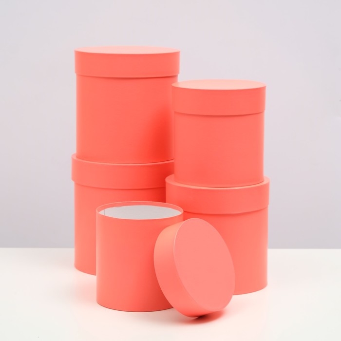 Набор шляпных коробок 5 в 1 "Коралл", 20 &times; 20 &times; 20‒13,5 &times; 13,5 &times; 13,5 см