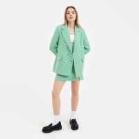 Пиджак женский двубортный MIST р. 48, зелёный/белый