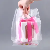 Пакет квадратный полиэтиленовый с вырубной ручкой, прозрачный, упаковка, 15х28+16см &plusmn; 5% 60 мкм