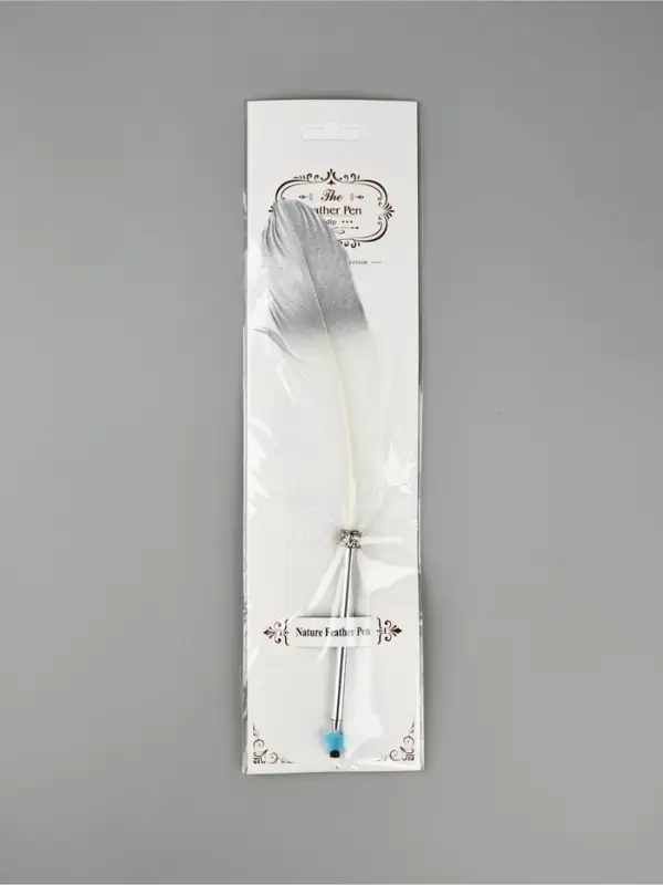 Перо белое с серебром (наконечник ручка), дл.25 см