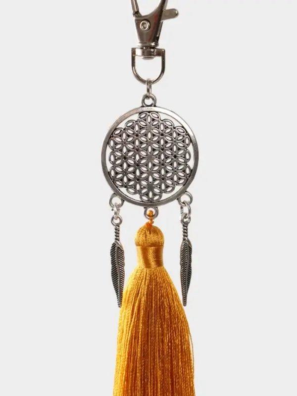 Брелок-кисточка "Ловец снов" 17 см, цв. золотистый, серебристый