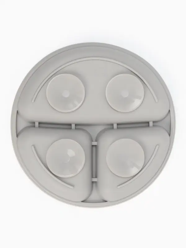 Тарелка детская секционная с ложкой и вилкой, 3 секции, серый, Mum&Baby