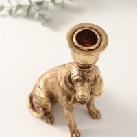 Подсвечник полистоун на 1 свечу "Бладхаунд" золото 11х8х19,5 см