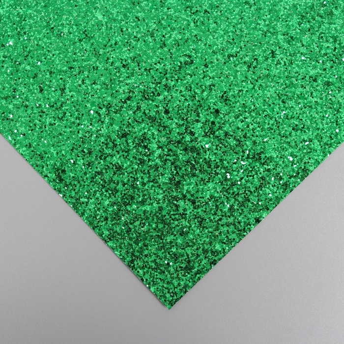 Лист для творчества иск.кожа Лист для творчества иск.кожа "Крупные блёстки" зелёный лист 33х20 см толщина 0,84 мм