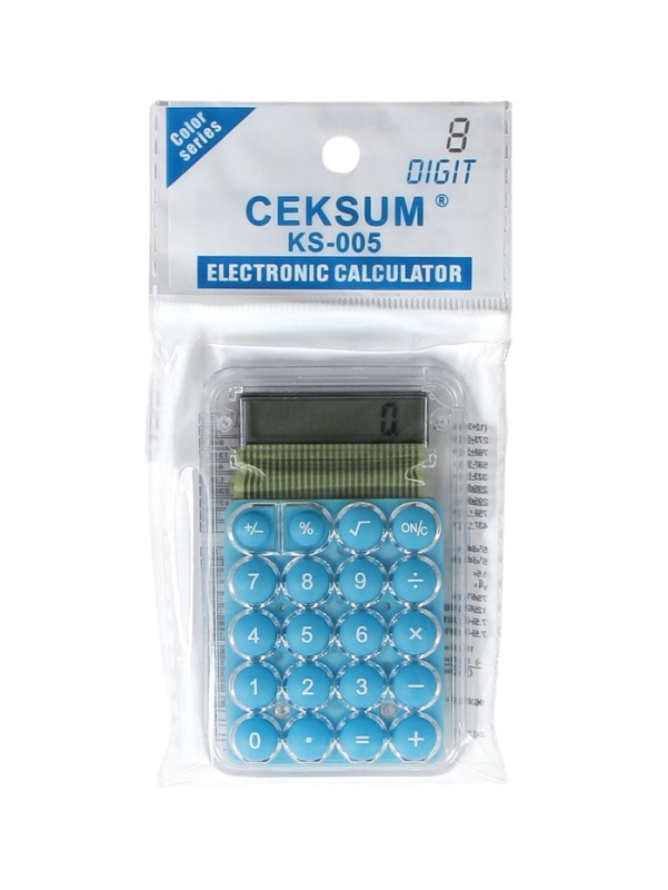 Калькулятор настольный 08-разрядный, KS-005, прозрачный корпус, синие кнопки
