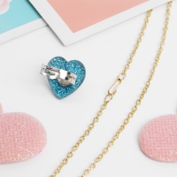 Набор детский &laquo;Выбражулька&raquo; 5 предметов: кулон, 4 кольца, единороги в сердечках, цвет МИКС