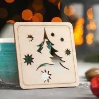 Подставка под горячее Доляна &laquo;Ёлочка и снежинки&raquo;, 9&times;9 см