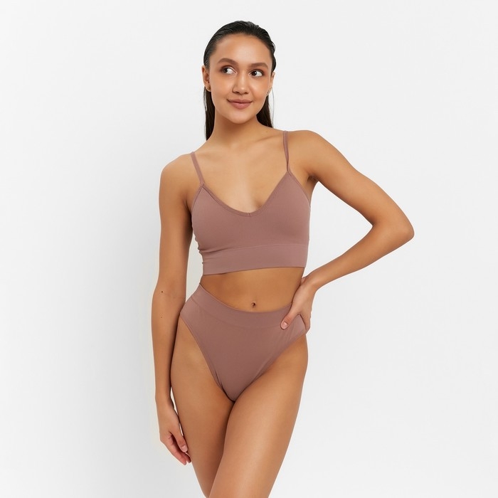 Комплект женский (топ, трусы) цвет кофе, размер 42-44