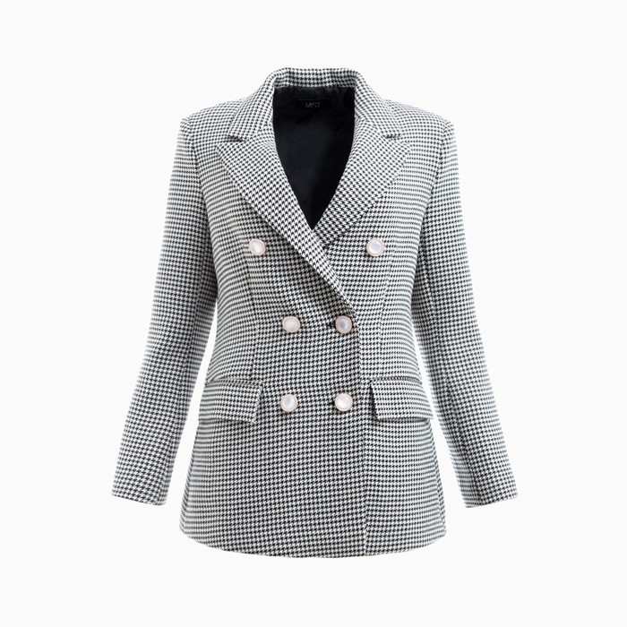 Пиджак женский двубортный MIST р. 44, чёрный/белый Пиджак женский двубортный MIST р. 44, чёрный/белый