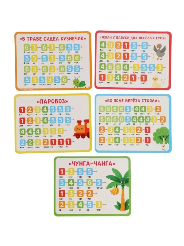 ZABIAKA Музыкальное пианино "Котенок", звук, свет, карточки с песенками