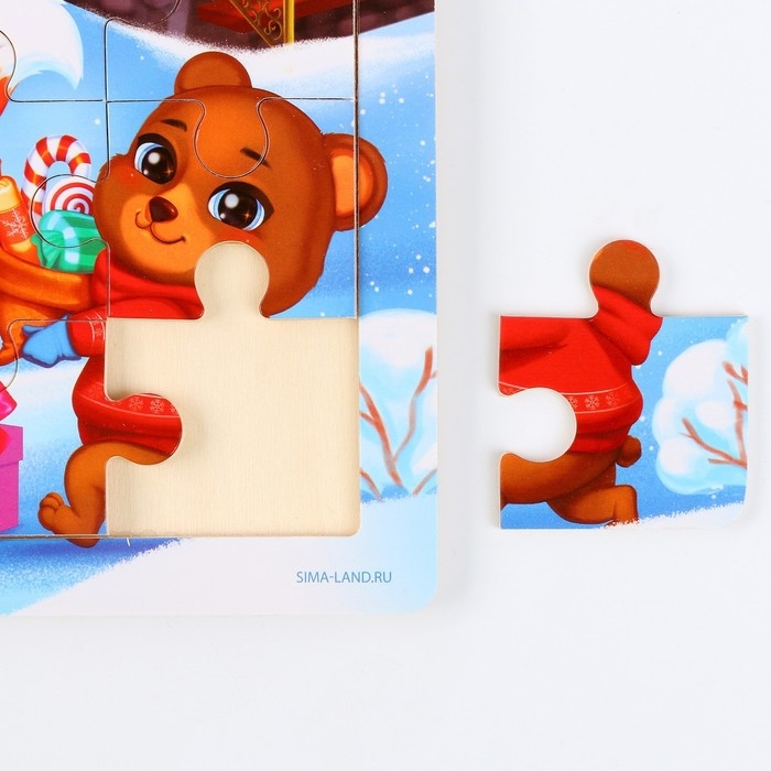 Деревянный пазл большой &laquo;Новый год! Весёлый праздник&raquo;, 30 элементов