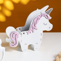 Кашпо деревянное 21.5×7×21 см уникальное "Единорог", белый розовый Кашпо деревянное 21.5×7×21 см уникальное "Единорог", белый розовый