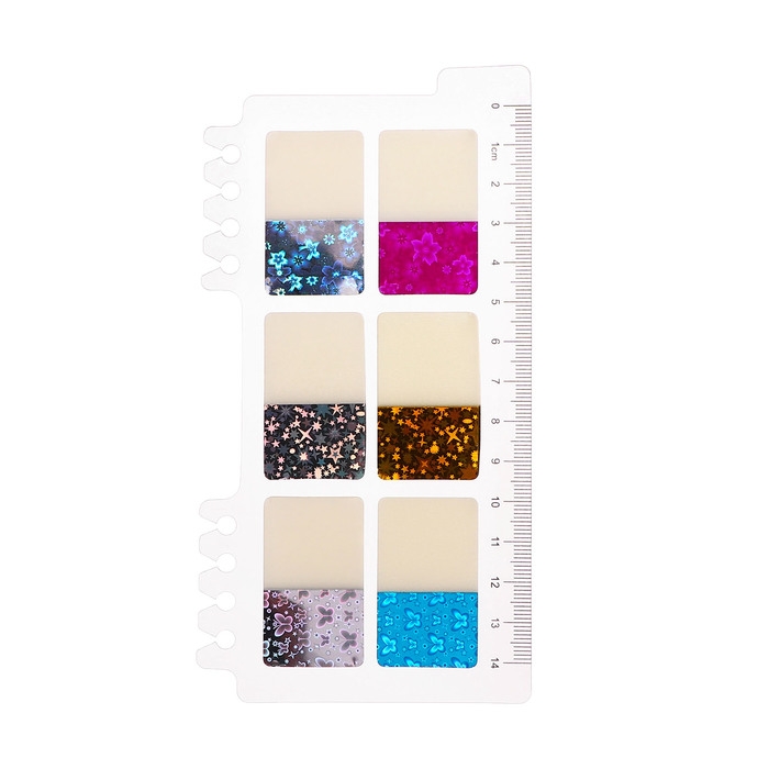Блок-закладки с липким краем пластик 20 листов Блёстки 42 х 25 мм  с линейкой