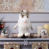 Светодиодная фигура &laquo;Гном белый&raquo; 20 &times; 24 &times; 10 см, текстиль, батарейки AG10х3 (в комплекте), свечение тёплое белое