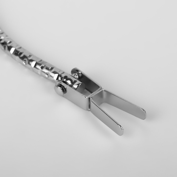 Ручка для сумки &laquo;Рифлёная рамка&raquo;, металлическая, на прокол, 13 &times; 9 см, цвет серебряный