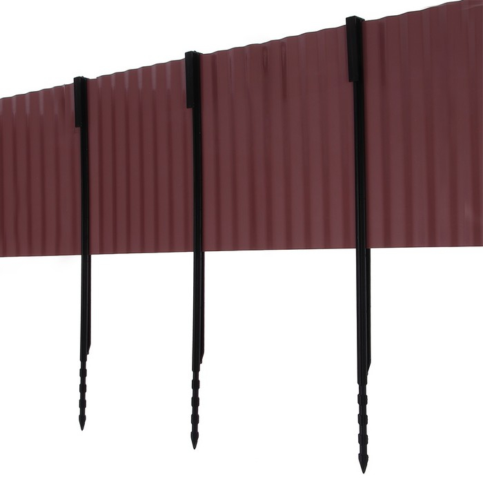 Лента бордюрная, 0.2 &times; 9 м, толщина 0.6 мм, пластиковая, гофра, тёмно-коричневая, Greengo