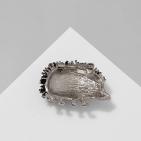 Брошь &laquo;Ёжик&raquo; лесной, цвет чёрно-белый в серебре