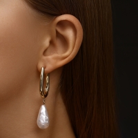 Серьги с жемчугом &laquo;Бусина&raquo; груша, цвет золото