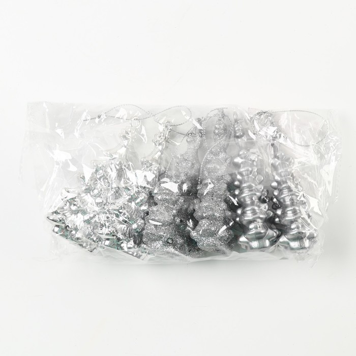 Ёлочные игрушки новогодние &laquo;Новый год: Ёлочки&raquo;, цвет серебристый