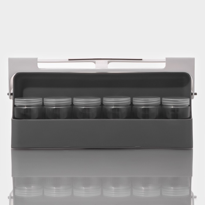 Органайзер подвесной для сыпучих продуктов в комплекте с банками, 6 шт (125 мл), 32×13,5×9,5 см Органайзер подвесной для сыпучих продуктов в комплекте с банками, 6 шт (125 мл), 32×13,5×9,5 см