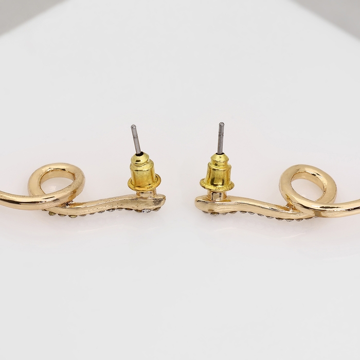 Новый год! Символ года 2025! Серьги металл&laquo;Змея&raquo; миниатюрные мини, цвет белый в золоте