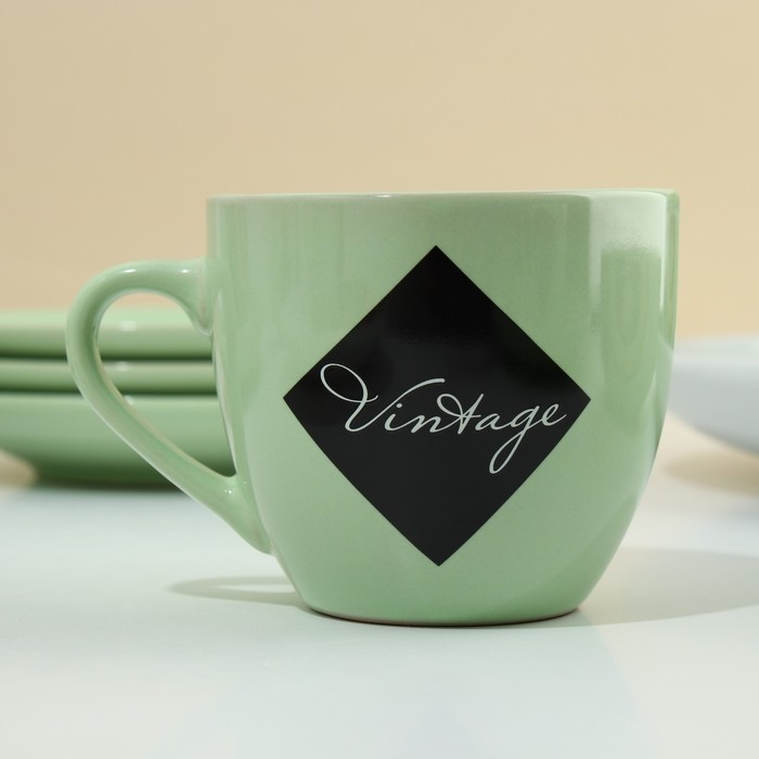 Набор посуды из керамики на 4 персоны &laquo;Авокадо&raquo;, 16 предметов: 4 тарелки 23 см, 4 миски 14.5 см, 4 кружки 250 мл, 4 блюдца 15 см